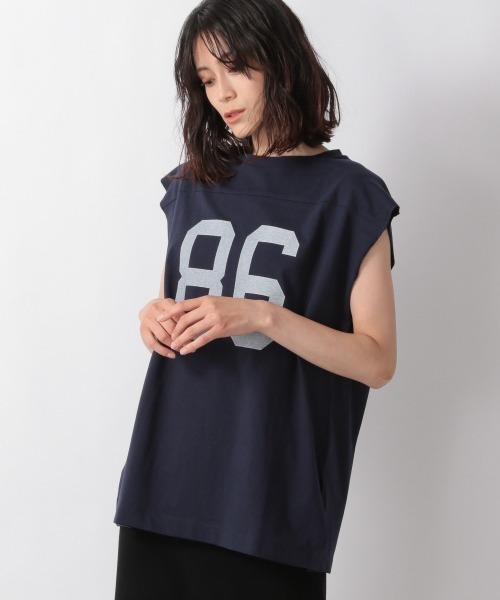 LOWRYS FARM（ローリーズファーム）の「ナンバリングノースリーブ　958893（Tシャツ/カットソー・レディース・オフホワイト/アイボリー/ネイビー・FREE）」の3枚目の写真