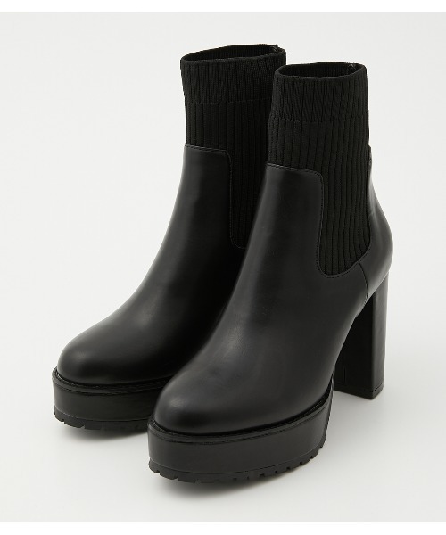 AZUL by moussy（アズールバイマウジー）の「SOCKS HEEL BOOTS/ソックスヒールブーツ（ブーツ・レディース・ブラック・SMALL/MEDIUM/LARGE）」の6枚目の写真