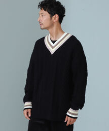 B:MING by BEAMS | B:MING by BEAMS / B:MING by BEAMS / 5ゲージ アラン柄 チルデン Vネック ニット(ニット/セーター)