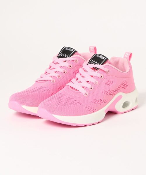 Lace Ladies(レースレディース)の「厚底 エアークッション付 スニーカー 超軽量(スニーカー・レディース・ブラック/ピンク/ホワイト/パープル・23/24/23.5/22.5/24.5/25)」の1枚目の写真