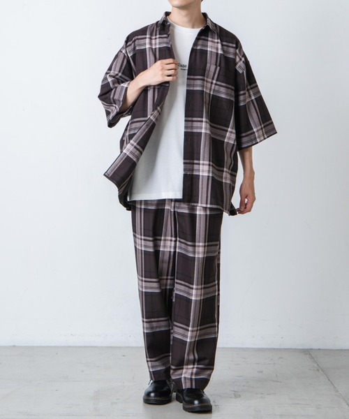 WEGO(ウィゴー)の「WEGO/【セットアップ対応】TRチェックセミワイドスラックス(スラックス・メンズ・ホワイト系その他2/ブラウン系その他2・MEDIUM/LARGE)」の20枚目の写真