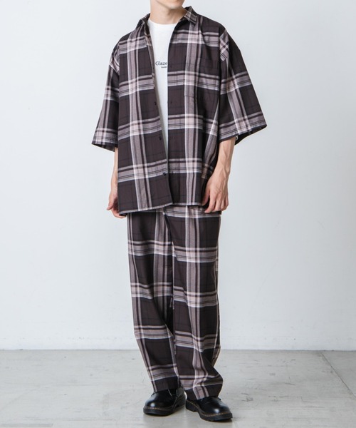 WEGO(ウィゴー)の「WEGO/【セットアップ対応】TRチェックセミワイドスラックス(スラックス・メンズ・ホワイト系その他2/ブラウン系その他2・MEDIUM/LARGE)」の22枚目の写真