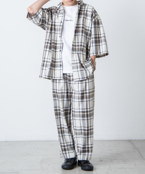 WEGO(ウィゴー)の「WEGO/【セットアップ対応】TRチェックセミワイドスラックス(スラックス・メンズ・ホワイト系その他2/ブラウン系その他2・MEDIUM/LARGE)」の15枚目の写真