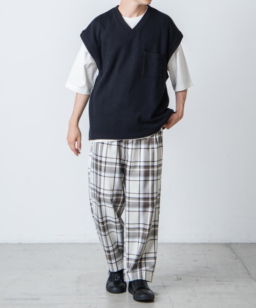 WEGO(ウィゴー)の「WEGO/【セットアップ対応】TRチェックセミワイドスラックス(スラックス・メンズ・ホワイト系その他2/ブラウン系その他2・MEDIUM/LARGE)」の19枚目の写真