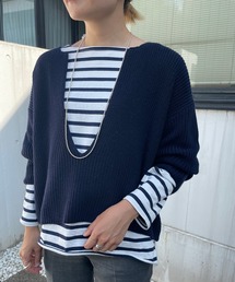 SHENERY | 片畦スリットネックニットプルオーバー(ニット/セーター)