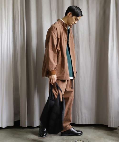 niko and...（ニコアンド）の「[セットアップ対応]バンドカラーステッチブルゾン（ブルゾン・メンズ・ブラウン/アイボリー/チャコール・MEDIUM/LARGE）」の18枚目の写真