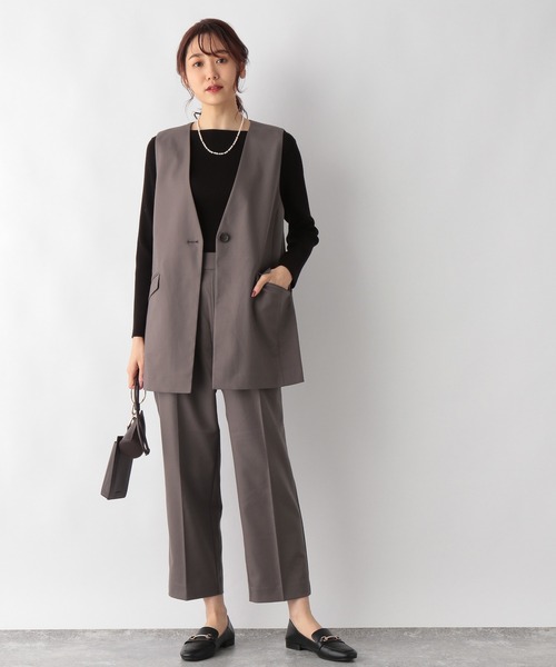 GLOBAL WORK(グローバルワーク)の「洗えるSETUPジレ【MATINEE LINE】/958018(ベスト・レディース・ブラウン系その他/ブラウン系その他6/ダークグレー・FREE)」の7枚目の写真