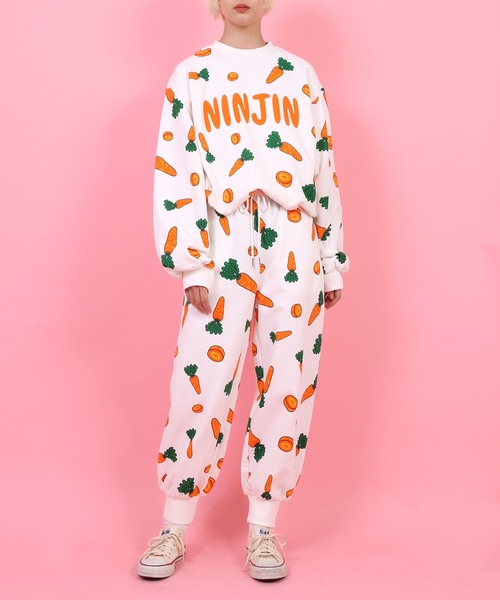 PUNYUS（プニュズ）の「フード総柄スウェット(LEMON・NINJIN・EDAMAME)（スウェット・レディース・オレンジ/イエロー/グリーン・4/3/1/2）」の9枚目の写真