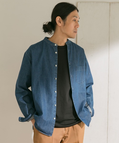 URBAN RESEARCH DOORS（アーバンリサーチドアーズ）の「デニムバンドカラーシャツ（シャツ/ブラウス・メンズ・ワンウォッシュ/ライトインディゴブルー・40/38）」の8枚目の写真