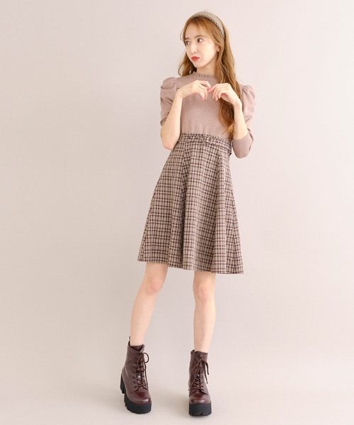 TITTY&CO.（ティティーアンドコー）の「チェックドッキングフレアワンピース（ワンピース・レディース・ブラウン/ライトグリーン/ブラック・SMALL/MEDIUM）」の10枚目の写真