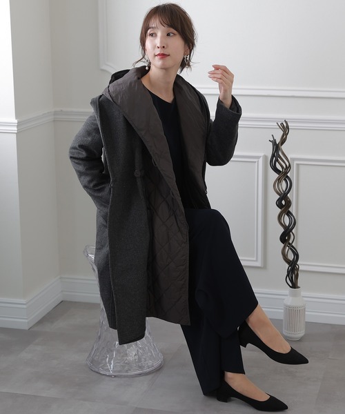 PourVous(プールヴー)の「ウール&ダウンセットコート(ダウンジャケット/コート・レディース・ダークグレー/キャメル・M)」の6枚目の写真