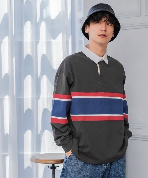 improves(インプローブス)の「パネル切替 ビッグシルエット ラガーシャツ(ポロシャツ・メンズ・ネイビー/スミクロ/グリーン・LARGE/MEDIUM)」の14枚目の写真