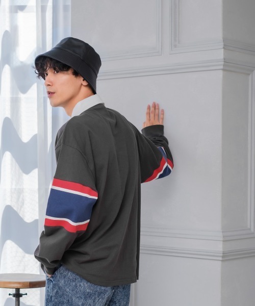 improves(インプローブス)の「パネル切替 ビッグシルエット ラガーシャツ(ポロシャツ・メンズ・ネイビー/スミクロ/グリーン・LARGE/MEDIUM)」の7枚目の写真