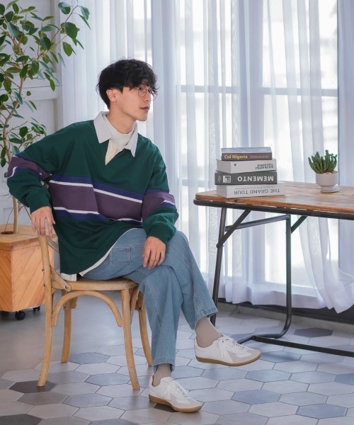 improves(インプローブス)の「パネル切替 ビッグシルエット ラガーシャツ(ポロシャツ・メンズ・ネイビー/スミクロ/グリーン・LARGE/MEDIUM)」の11枚目の写真