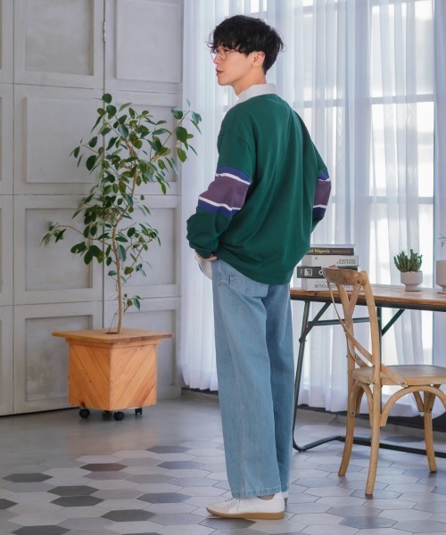 improves(インプローブス)の「パネル切替 ビッグシルエット ラガーシャツ(ポロシャツ・メンズ・ネイビー/スミクロ/グリーン・LARGE/MEDIUM)」の16枚目の写真