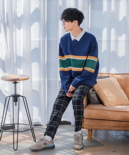 improves(インプローブス)の「パネル切替 ビッグシルエット ラガーシャツ(ポロシャツ・メンズ・ネイビー/スミクロ/グリーン・LARGE/MEDIUM)」の15枚目の写真