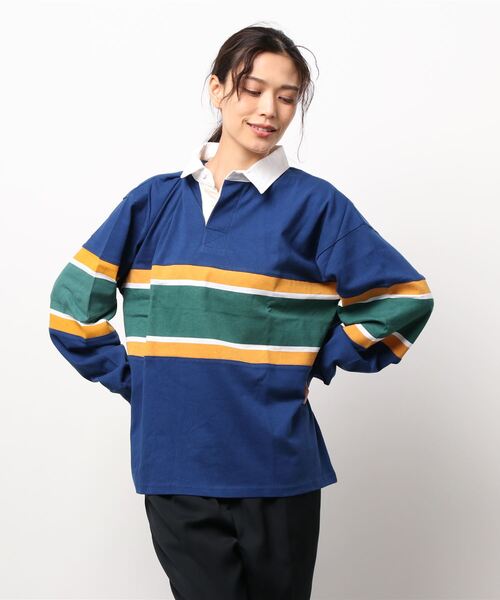 improves(インプローブス)の「パネル切替 ビッグシルエット ラガーシャツ(ポロシャツ・メンズ・ネイビー/スミクロ/グリーン・LARGE/MEDIUM)」の20枚目の写真