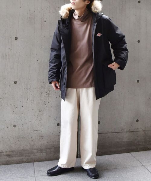 DANTON アイボリー ダウンジャケット フード付き DANTON｜ナイロンタフタミドルダウンフードジャケット NYLON TAFFETA