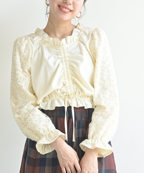 セール 花柄オーガンジースリーブドロストブラウス シャツ ブラウス Rps アールピーエス のファッション通販 Zozotown