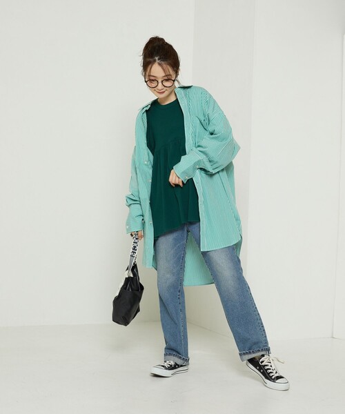 FREAK'S STORE（フリークスストア）の「カラーストライプビッグカフス（シャツ/ブラウス・レディース・ピンク/グリーン/サックスブルー・ﾌﾘ-）」の19枚目の写真