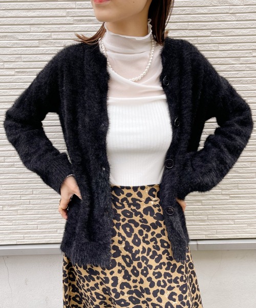 at12:03(アットイチニーゼロサン)の「シャギーニットカーディガン(カーディガン/ボレロ・レディース・ホワイト/ブラック/ピンク・FREE)」の9枚目の写真