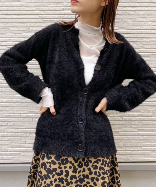 at12:03(アットイチニーゼロサン)の「シャギーニットカーディガン(カーディガン/ボレロ・レディース・ホワイト/ブラック/ピンク・FREE)」の7枚目の写真