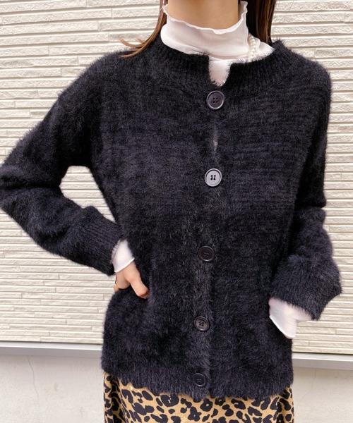 at12:03(アットイチニーゼロサン)の「シャギーニットカーディガン(カーディガン/ボレロ・レディース・ホワイト/ブラック/ピンク・FREE)」の12枚目の写真