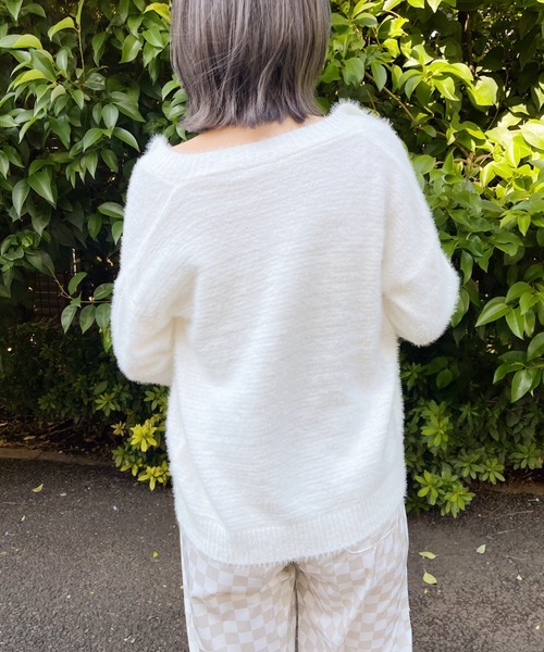 at12:03(アットイチニーゼロサン)の「シャギーニットカーディガン(カーディガン/ボレロ・レディース・ホワイト/ブラック/ピンク・FREE)」の22枚目の写真