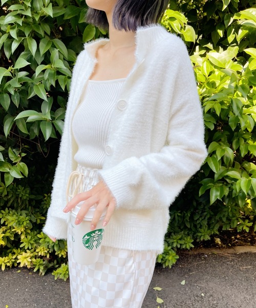 at12:03(アットイチニーゼロサン)の「シャギーニットカーディガン(カーディガン/ボレロ・レディース・ホワイト/ブラック/ピンク・FREE)」の15枚目の写真