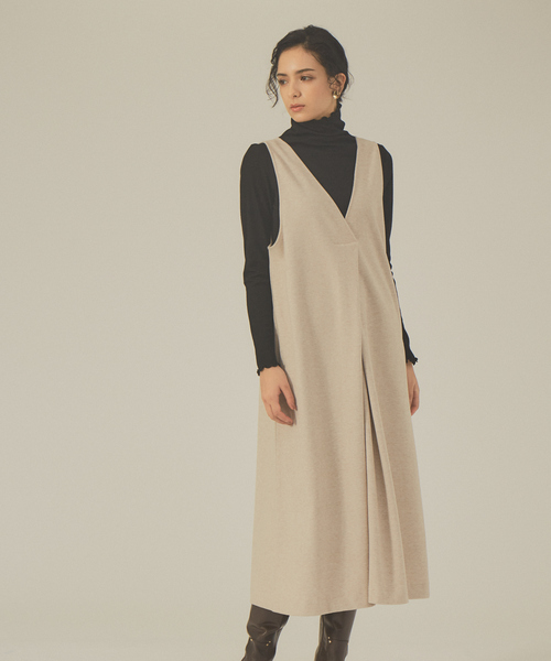 abahouse mavie（アバハウスマヴィ）の「ジャージーワンピース（ジャンパースカート・レディース・ブラック/アイボリー/エンジ・フリー）」の6枚目の写真