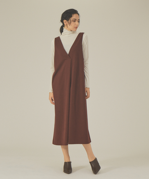 abahouse mavie（アバハウスマヴィ）の「ジャージーワンピース（ジャンパースカート・レディース・ブラック/アイボリー/エンジ・フリー）」の11枚目の写真