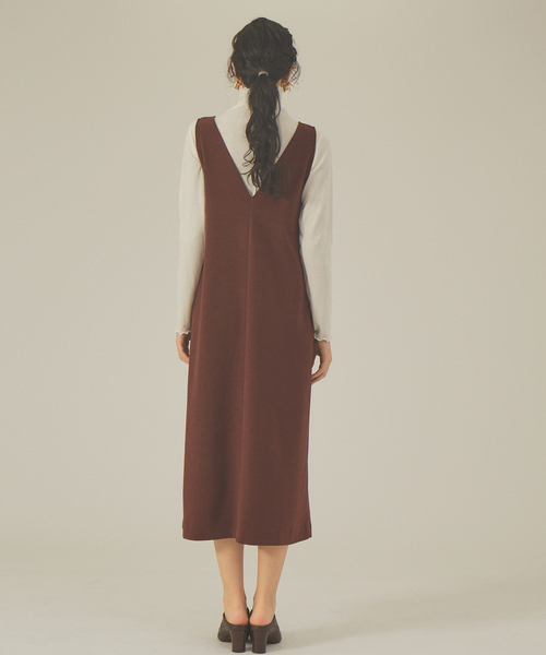 abahouse mavie（アバハウスマヴィ）の「ジャージーワンピース（ジャンパースカート・レディース・ブラック/アイボリー/エンジ・フリー）」の15枚目の写真