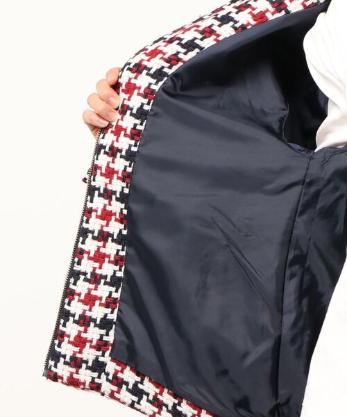 PICCIN（ピッチン）の「レトロ千鳥チェックノーカラージャケット（ノーカラージャケット・レディース・グレー/レッド・M/L）」の5枚目の写真