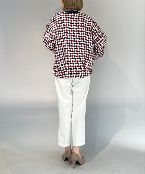 PICCIN（ピッチン）の「レトロ千鳥チェックノーカラージャケット（ノーカラージャケット・レディース・グレー/レッド・M/L）」の18枚目の写真