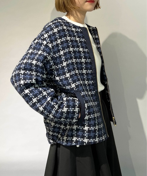 PICCIN（ピッチン）の「レトロ千鳥チェックノーカラージャケット（ノーカラージャケット・レディース・グレー/レッド・M/L）」の20枚目の写真