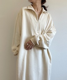 wee9s（ウィークス）の「high neck half zip up sweat one piece / ハイネックハーフジップアップスウェットワンピース（ワンピース・レディース）」