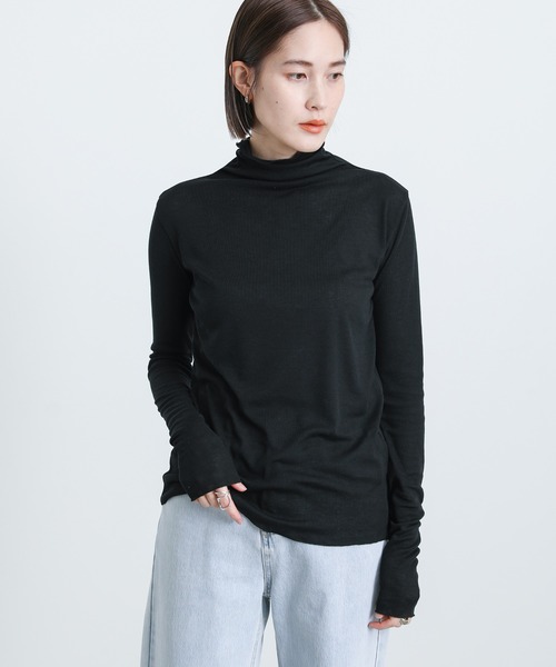 select MOCA(セレクトモカ)の「タートルシアーメロートップス(Tシャツ/カットソー・レディース・ブラック/オフホワイト/ライム/グレイッシュベージュ・FREE)」の18枚目の写真