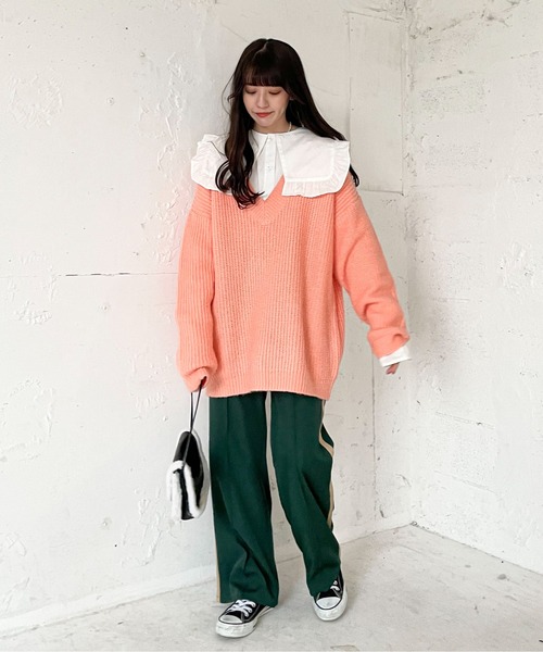 EPIMI E'PIMMY(エピミエピミー)の「配色ライントラックパンツ(その他パンツ・レディース・ブラック/ブラウン/グレー/オレンジ/グリーン/ダークブルー・MEDIUM)」の7枚目の写真