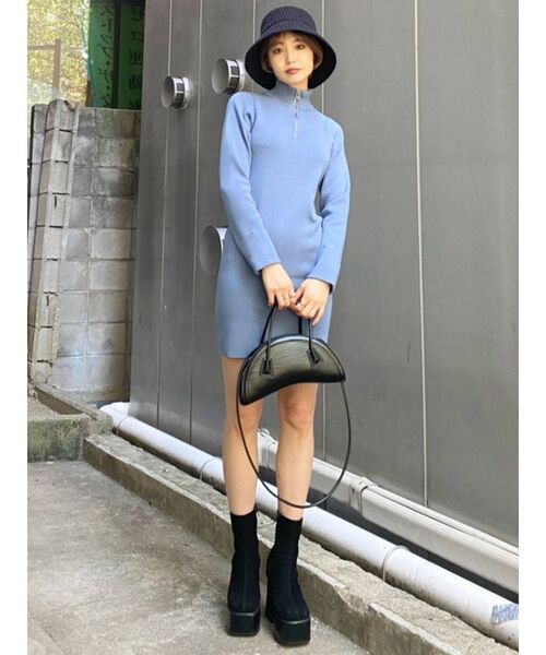 EMODA（エモダ）の「フレアニットハット（ニットキャップ/ビーニー・レディース・ブラック/アイボリー・FREE）」の5枚目の写真