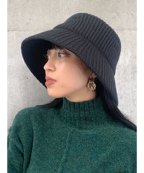 EMODA（エモダ）の「フレアニットハット（ニットキャップ/ビーニー・レディース・ブラック/アイボリー・FREE）」の8枚目の写真