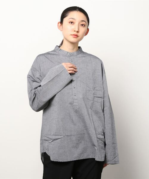 EEL（イール）の「EEL/イール　別注　チャコールヘンリー 　ロングスリーブ　21SS（シャツ/ブラウス・メンズ・ブラック/ピンク・M/L）」の5枚目の写真