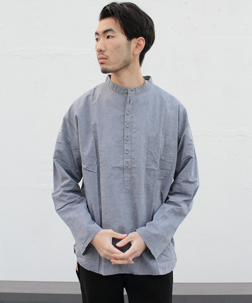 EEL（イール）の「EEL/イール　別注　チャコールヘンリー 　ロングスリーブ　21SS（シャツ/ブラウス・メンズ・ブラック/ピンク・M/L）」の11枚目の写真