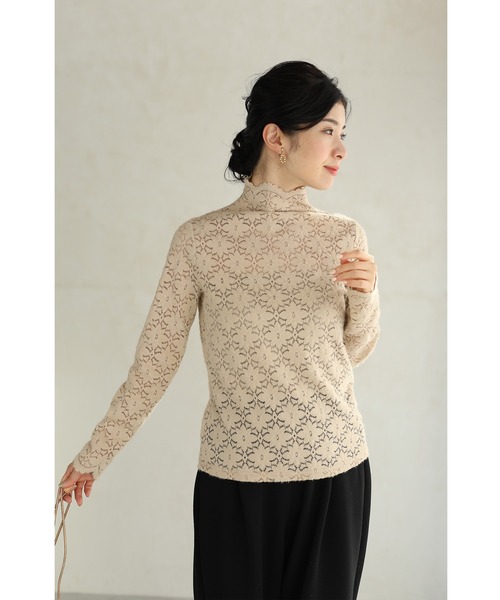 cawaii（カワイイ）の「インナーに最適。ふわふわ起毛レースの花カットソートップス（Tシャツ/カットソー・レディース・ベージュ・FREE）」の12枚目の写真