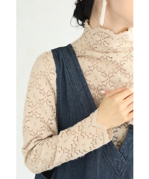 cawaii（カワイイ）の「インナーに最適。ふわふわ起毛レースの花カットソートップス（Tシャツ/カットソー・レディース・ベージュ・FREE）」の14枚目の写真