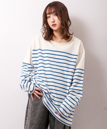 SUGGESTION パネル切替ボートネックバスクシャツ