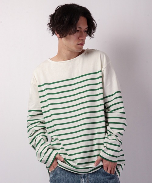 SUGGESTION(サジェッション)の「SUGGESTION パネル切替ボートネックバスクシャツ(Tシャツ/カットソー・メンズ・ブラック/レッド/ブルー/グリーン/その他/マルチ・M/L)」の2枚目の写真