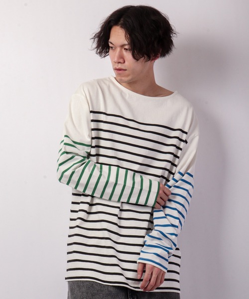 SUGGESTION(サジェッション)の「SUGGESTION パネル切替ボートネックバスクシャツ(Tシャツ/カットソー・メンズ・ブラック/レッド/ブルー/グリーン/その他/マルチ・M/L)」の5枚目の写真