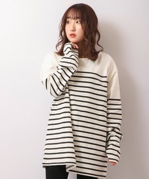 SUGGESTION パネル切替ボートネックバスクシャツ
