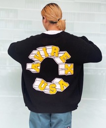 【直営店限定】 コットン ニット コーディガン サークルロゴ / COTTON KNIT CARDIGAN CIRCLE LOGO / アヴィレックス / AVIREX