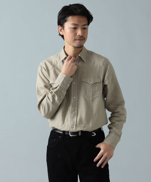 ORIAN（オリアン）の「ORIAN × BEAMS F / 別注 リネン ウエスタンシャツ（シャツ/ブラウス・メンズ・ブラック/ベージュ・40/38/39/41/42/37）」の8枚目の写真